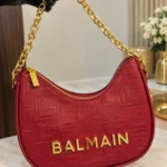 Elegant Red Shoulder Bag with Gold Chain